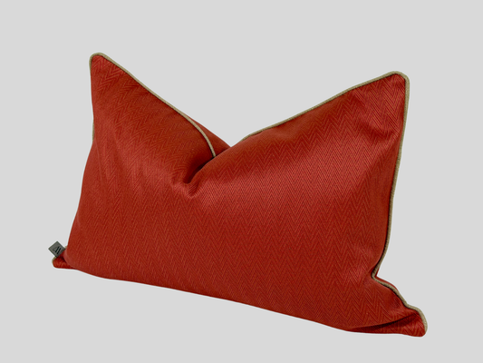 Rust herringbone piped cushion cover 40x60