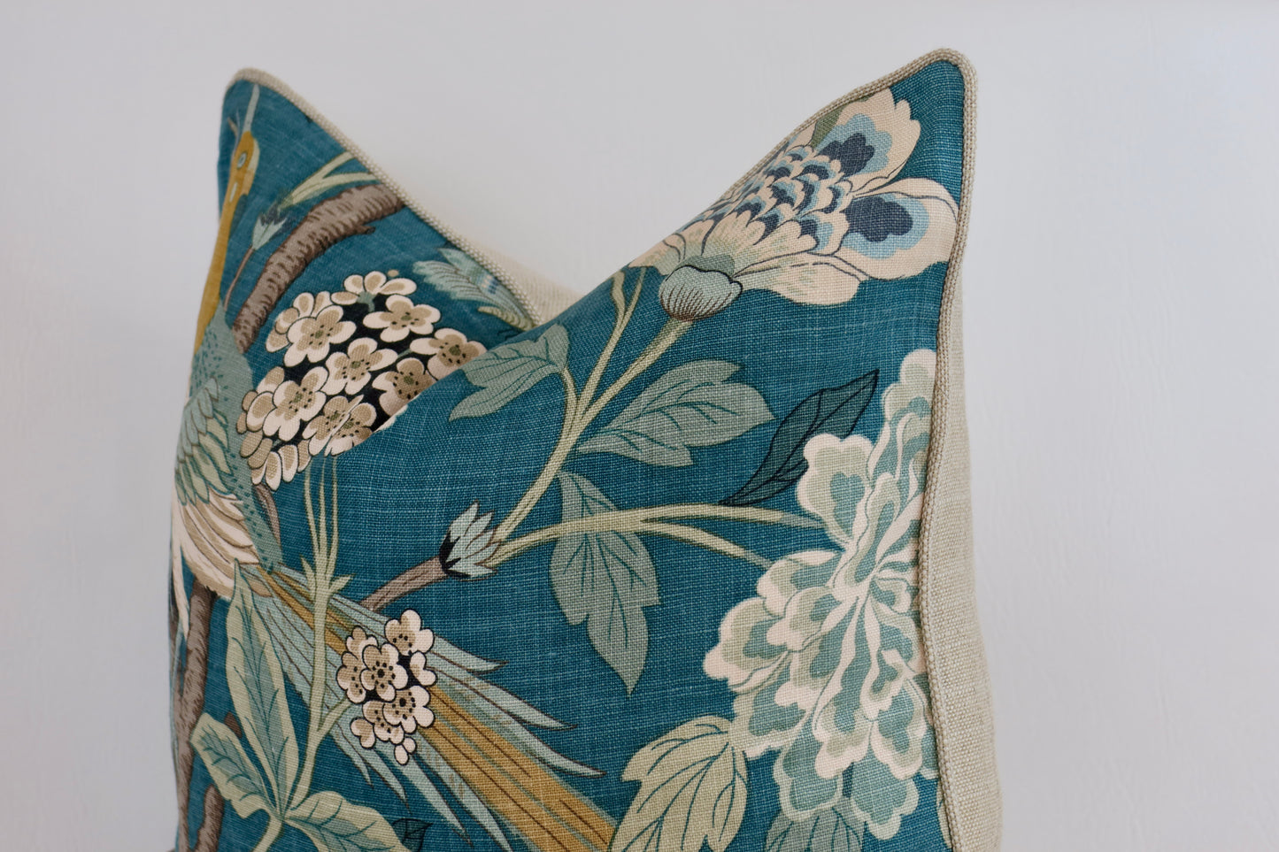 Turquoise botanical cushion cover 50x50