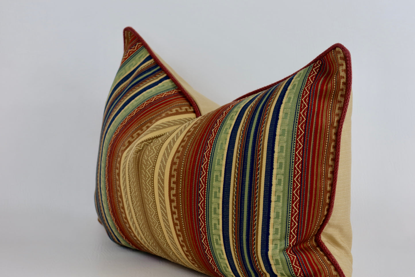 Multicoloured Striped Cushion Cover with Contrast Back 40x60