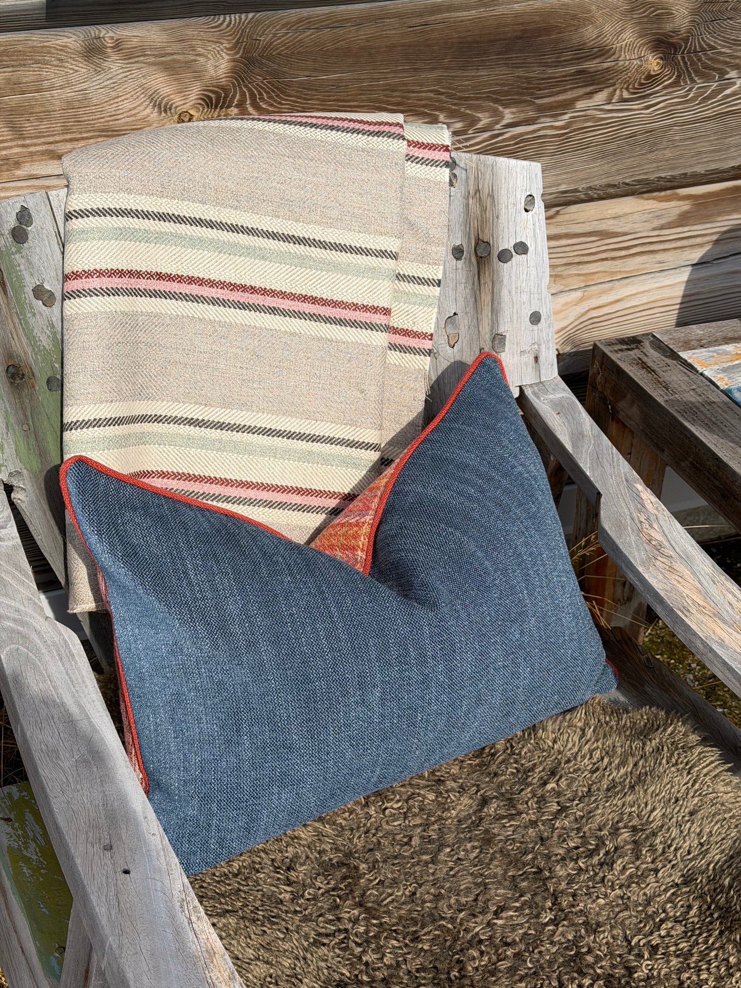 Rust checked cushion cover 40x60