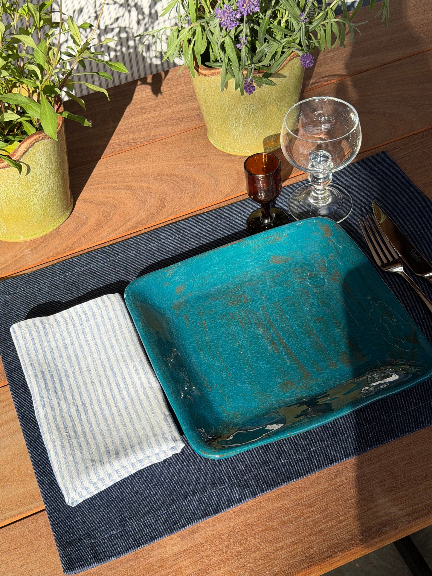 Blue striped napkin
