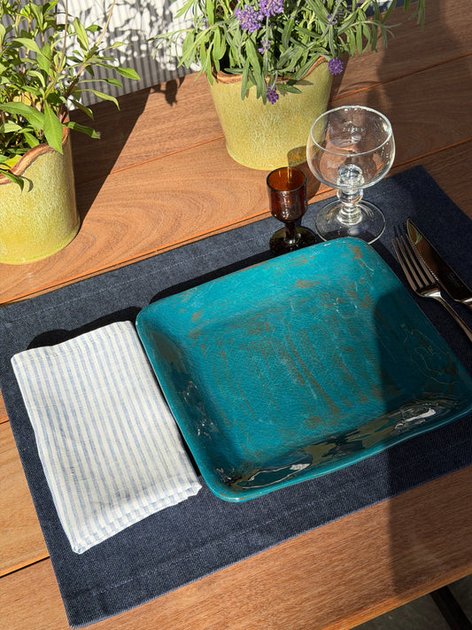 Blue striped napkin