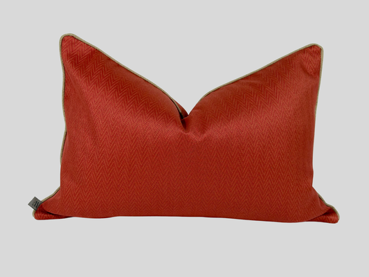Rust herringbone piped cushion cover 40x60