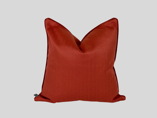 Rust herringbone piped cushion cover 50x50