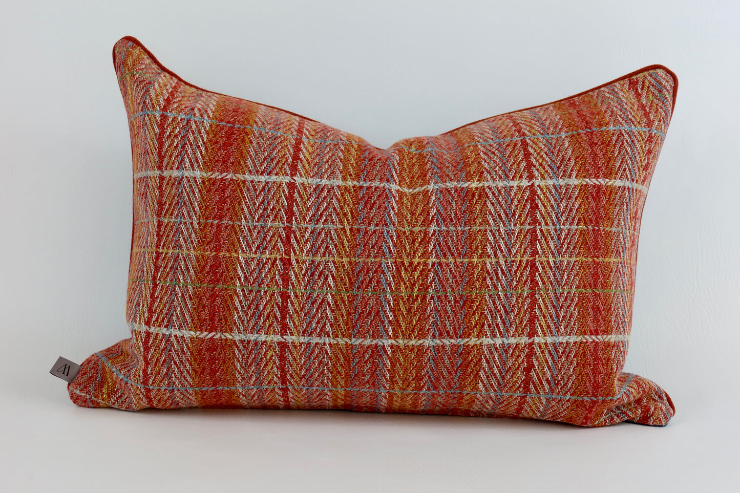 Rust checked cushion cover 40x60