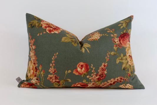 Green floral cushion cover 40x60