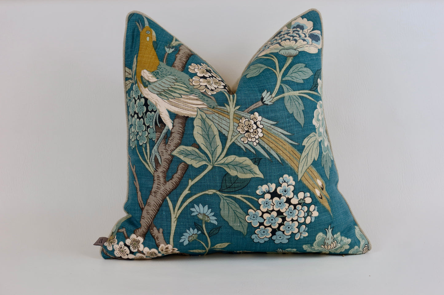 Turquoise botanical cushion cover 50x50