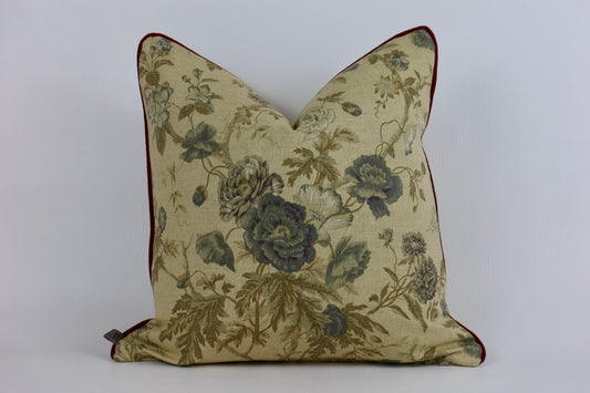 Beige floral cushion cover with piping 50x50