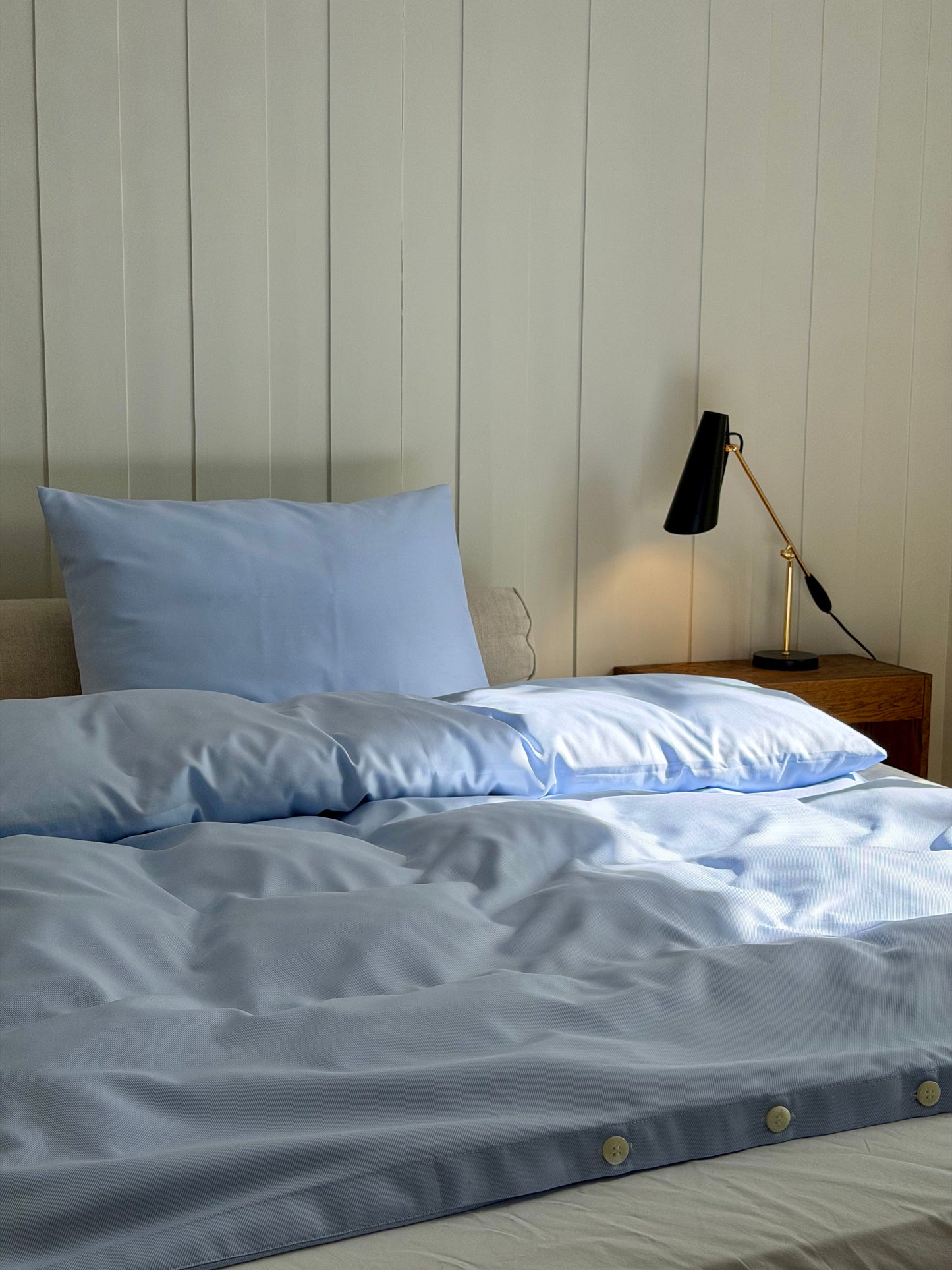 Blue textured twill duvet cover