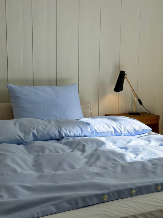 Blue textured twill duvet cover