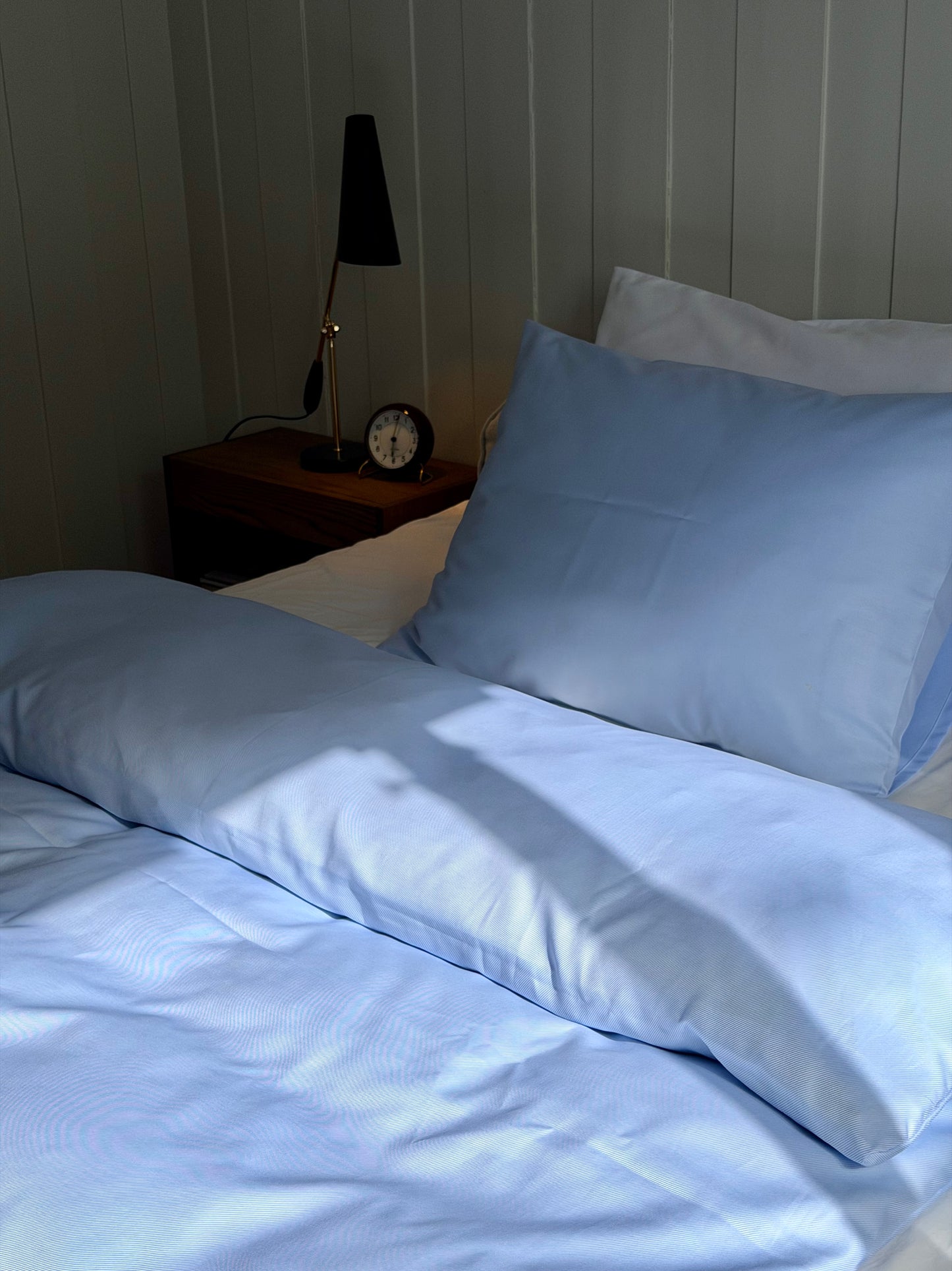 Blue textured twill duvet cover