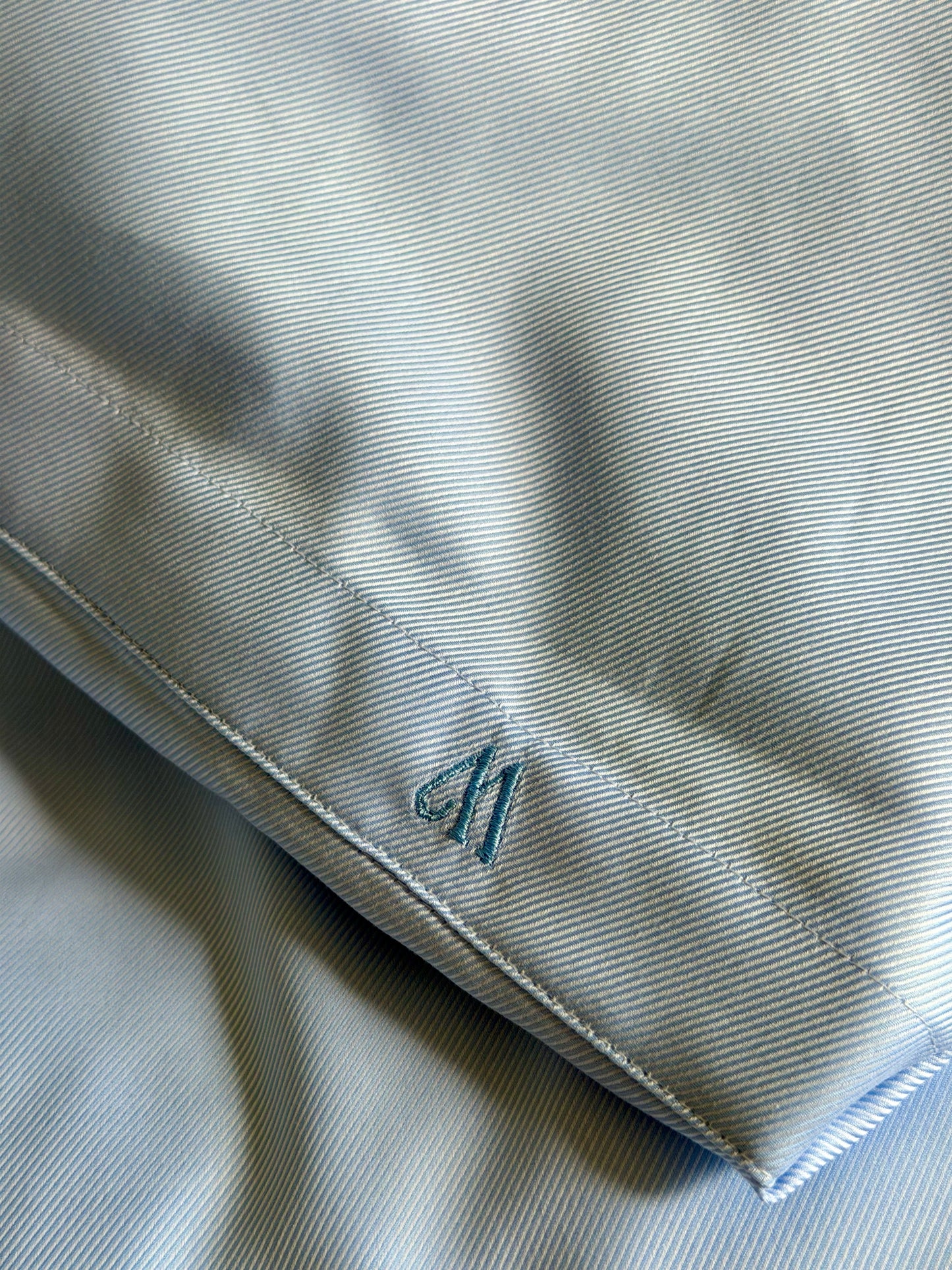 Blue textured twill duvet cover