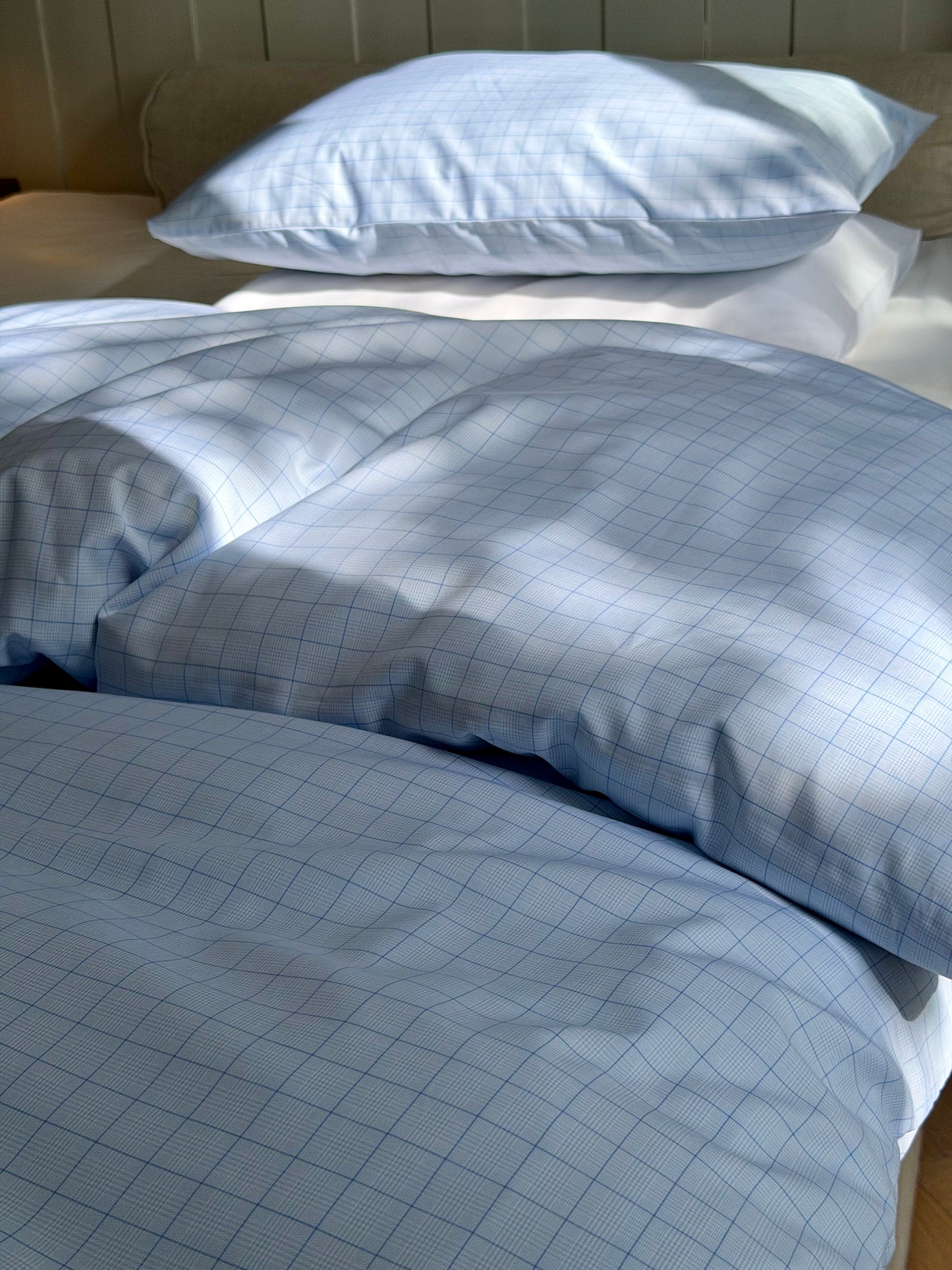 Blue checked signature twill duvet cover