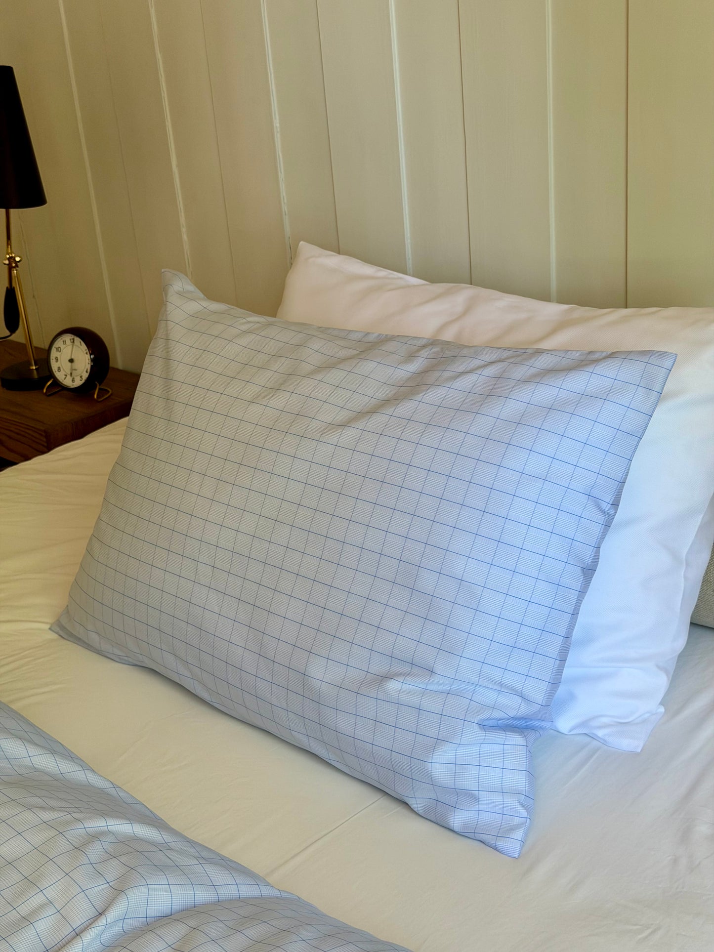 Blue checked signature twill pillow case