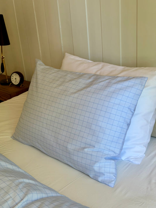 Blue checked signature twill pillow case